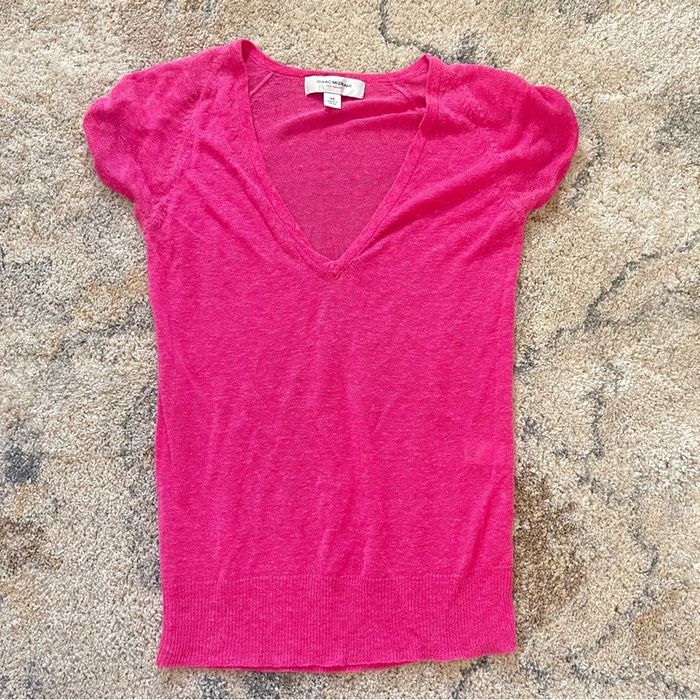 Isaac Mizrahi for Target Linen Pink Short Sleeve Sweater